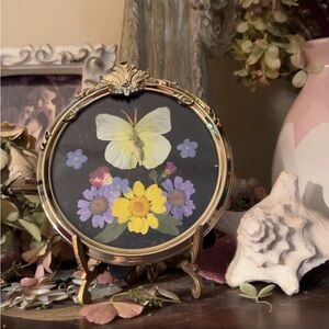 Pressed flowers real butterflies